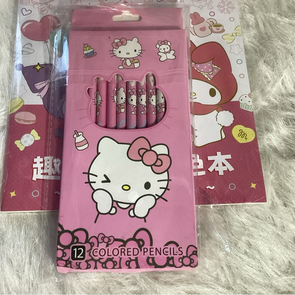 Hello Kitty Bundle of NEW Colored Pencils, Coloring Book & Pencil Cup - Picture 2 of 15